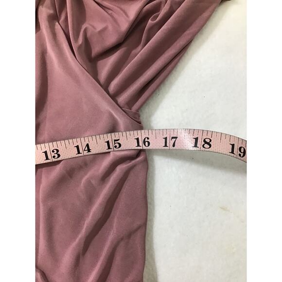 MISA LOS ANGELES SZ S Mauve Teget Twist Knot Long sleeve V-Neck Dress NWT 0B14 - Picture 4 of 8